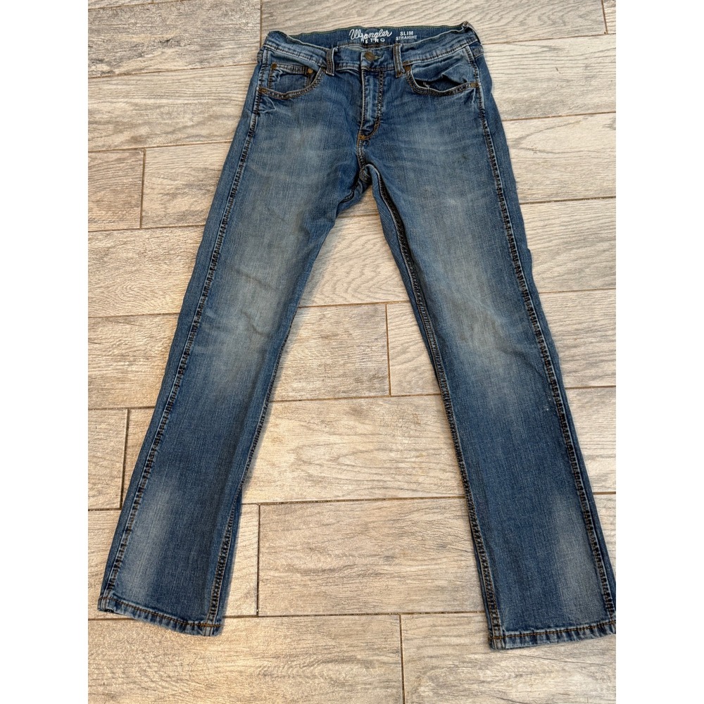 Wrangler Retro Jeans 30x32 Slim Straight Denim Pants Mens Distressed 30 x 32